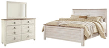 Load image into Gallery viewer, Willowton California King Panel Bed with Mirrored Dresser