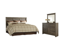 Load image into Gallery viewer, Juararo King/California King Panel Headboard Bed with Mirrored Dresser