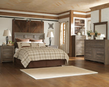 Load image into Gallery viewer, Juararo Queen Panel Headboard Bed with Mirrored Dresser, Chest and Nightstand