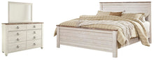 Load image into Gallery viewer, Willowton King Panel Bed with Mirrored Dresser