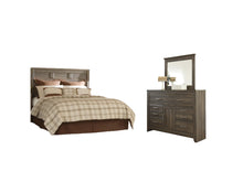 Load image into Gallery viewer, Juararo Queen Panel Headboard Bed with Mirrored Dresser