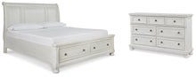 Load image into Gallery viewer, Robbinsdale California King Sleigh Bed with Storage with Mirrored Dresser