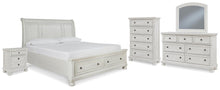 Load image into Gallery viewer, Robbinsdale California King Sleigh Bed with Storage with Mirrored Dresser, Chest and Nightstand