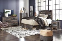 Load image into Gallery viewer, Drystan Queen Panel Bed with 2 Storage Drawers with Mirrored Dresser and Nightstand