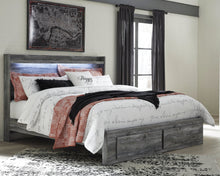 Load image into Gallery viewer, Baystorm King Panel Bed with 2 Storage Drawers with Mirrored Dresser, and Nightstand