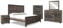 Load image into Gallery viewer, Wynnlow King Crossbuck Panel Bed with Mirrored Dresser, Chest and Nightstand