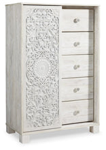 Load image into Gallery viewer, Paxberry Queen Panel Bed with Mirrored Dresser, Chest and Nightstand