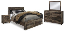 Load image into Gallery viewer, Derekson Queen Panel Bed with 2 Storage Drawers with Mirrored Dresser and Nightstand