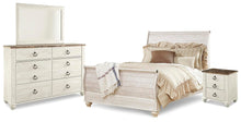 Load image into Gallery viewer, Willowton Queen Sleigh Bed with Mirrored Dresser and Nightstand