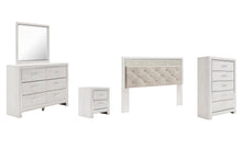 Load image into Gallery viewer, Altyra King Panel Headboard Bed with Mirrored Dresser, Chest and Nightstand
