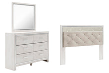 Load image into Gallery viewer, Altyra King Panel Headboard Bed with Mirrored Dresser