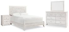 Load image into Gallery viewer, Paxberry Queen Panel Bed with Mirrored Dresser and Nightstand
