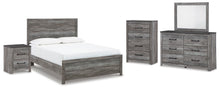 Load image into Gallery viewer, Bronyan Queen Panel Bed with Mirrored Dresser, Chest and Nightstand
