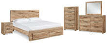 Load image into Gallery viewer, Hyanna King Panel Storage Bed, Dresser, Mirror, Chest and Nightstand