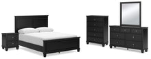 Load image into Gallery viewer, Lanolee Queen Panel Bed with Mirrored Dresser, Chest and Nightstand