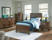 Load image into Gallery viewer, Danabrin Twin Panel Bed with Mirrored Dresser, Chest and Nightstand
