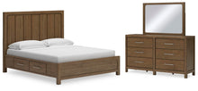 Load image into Gallery viewer, Cabalynn King Panel Bed with Storage with Mirrored Dresser