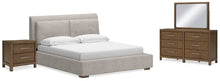Load image into Gallery viewer, Cabalynn King Upholstered Bed with Mirrored Dresser and Nightstand