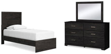 Load image into Gallery viewer, Belachime Twin Panel Bed with Mirrored Dresser