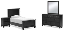 Load image into Gallery viewer, Lanolee Twin Panel Bed with Mirrored Dresser and Nightstand