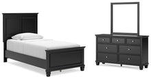 Load image into Gallery viewer, Lanolee Twin Panel Bed with Mirrored Dresser