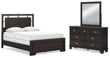 Load image into Gallery viewer, Covetown Queen Panel Bed with Mirrored Dresser