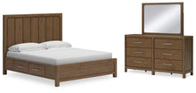 Load image into Gallery viewer, Cabalynn California King Panel Bed with Storage with Mirrored Dresser