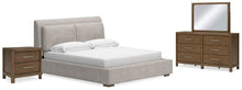 Load image into Gallery viewer, Cabalynn California King Upholstered Bed with Mirrored Dresser and Nightstand