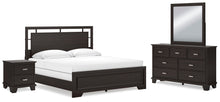 Load image into Gallery viewer, Covetown King Panel Bed with Mirrored Dresser and Nightstand