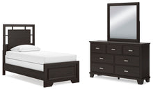 Load image into Gallery viewer, Covetown Twin Panel Bed with Mirrored Dresser