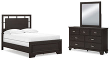 Load image into Gallery viewer, Covetown Full Panel Bed with Mirrored Dresser