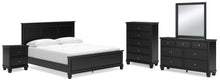 Load image into Gallery viewer, Lanolee California King Panel Bed with Mirrored Dresser, Chest and Nightstand