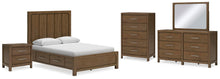 Load image into Gallery viewer, Cabalynn Queen Panel Bed with Storage with Mirrored Dresser, Chest and Nightstand