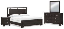 Load image into Gallery viewer, Covetown California King Panel Bed with Mirrored Dresser and Nightstand