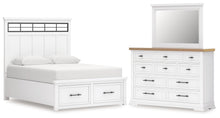 Load image into Gallery viewer, Ashbryn Queen Panel Storage Bed, Dresser and Mirror