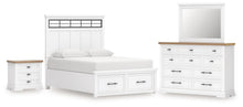 Load image into Gallery viewer, Ashbryn King Panel Storage Bed, Dresser, Mirror and Nightstand