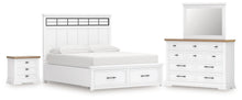 Load image into Gallery viewer, Ashbryn California King Panel Storage Bed, Dresser, Mirror and Nightstand