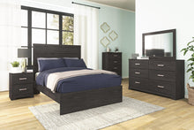 Load image into Gallery viewer, Belachime Full Panel Bed with Mirrored Dresser, Chest and Nightstand