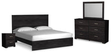 Load image into Gallery viewer, Belachime King Panel Bed with Mirrored Dresser and Nightstand