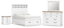 Load image into Gallery viewer, Ashbryn Queen Panel Storage Bed, Dresser, Mirror and Nightstand