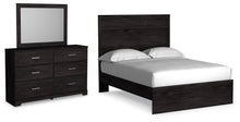 Load image into Gallery viewer, Belachime Full Panel Bed with Mirrored Dresser