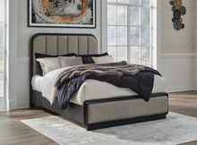 Load image into Gallery viewer, Rowanbeck Queen Upholstered Panel Bed with Mirrored Dresser and Nightstand
