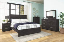 Load image into Gallery viewer, Belachime Queen Panel Bed with Mirrored Dresser, Chest and Nightstand