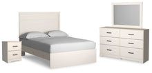 Load image into Gallery viewer, Stelsie Full Panel Bed with Mirrored Dresser and Nightstand