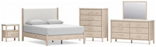 Load image into Gallery viewer, Cadmori Queen Upholstered Panel Bed with Mirrored Dresser, Chest and Nightstand