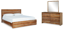 Load image into Gallery viewer, Dressonni King Panel Bed with Mirrored Dresser