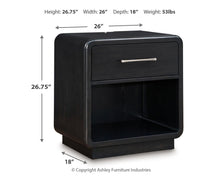 Load image into Gallery viewer, Rowanbeck California King Upholstered Panel Bed, Dresser, Mirror and Nightstand