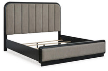 Load image into Gallery viewer, Rowanbeck California King Upholstered Panel Bed with Mirrored Dresser
