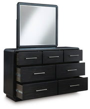 Load image into Gallery viewer, Rowanbeck King Upholstered Panel Bed, Dresser, Mirror, Chest and Nightstand