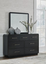 Load image into Gallery viewer, Rowanbeck King Upholstered Panel Bed, Dresser, Mirror, Chest and Nightstand